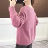 Suéter pullover casual de rayas verticales con cuello redondo para mujer, camiseta básica, nuevo suéter de punto holgado para mujer Otoño/Invierno 2026