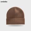Comércio Exterior Chapéu de Lã Amazon Feminino Outono e Inverno Quente Combina com Tudo Coreano Proteção de Orelha Chapéu Tricotado Mostra Rosto Pequeno Dobrado Cor Sólida Frio