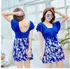 Plus size maiô feminino de meia-idade mãe impresso conservador saia boxer maiô hot spring vacation maiô de uma peça