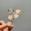 Presilha de Cabelo com Franja de Camélia para Mulheres, Presilha Shark de Alto Padrão para Penteados no Topo da Cabeça, Novo Acessório de Cabelo de Alto Padrão