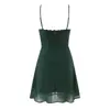 Vestido Suspensório Sexy Ruffle Cor Sólida Retro Francês Ajustado Curto de Verão para Férias na Praia para Mulheres