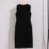 Vestido de ácido acético, saia sem mangas, gola redonda, alta qualidade, longo, elegante, casual, slim fit, saia feminina, primavera e verão, novo