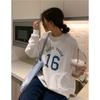 Moletom Feminino Estilo Americano Retrô Estampado Gola Redonda Primavera e Outono Fino Oversize Solto Estilo Preguiçoso Sem Capuz Chic