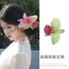 Atmósfera Super de Hada, Pasador de Flor Rosa Puro y Deseable, Accesorio para el Cabello con Borla de Flor Fresca para Permanente, Nuevo Adorno para el Cabello Elegante Estilo Chino Hanfu