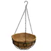 Cesta colgante de arte en hierro hecha a medida con palmera de coco, maceta colgante de forma única para balcón y patio, cesta colgante de palmera de coco para plantas verdes y flores