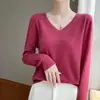 Suéter para mujer, capa base, top de punto de forro polar Andy, estilo nuevo, colección otoño/invierno transfronteriza, corte holgado, listo para usar, cuello en V, manga larga
