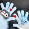 Luvas de Pelúcia Quentes Tricotadas de Cinco Dedos com Gatinho de Strass para Mulheres no Inverno, Versáteis à Prova de Frio e Vento para Ciclismo, Aconchegantes