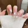 Unhas Usáveis Feitas à Mão, Blush Clareador Suave, Adesivos para Manicure Olho de Gato Borrado, Adesivos de Unha Pêssego Puro de Alta Qualidade