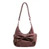 Bolsa de Ombro Doce com Laço 2026 Nova Moda de Nicho Bolsa de Mão Grande Capacidade Casual Transversal para Mulheres
