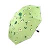 Fábrica de sombrillas de frutas al por mayor sombrilla plegable para el sol para uso dual soleado y lluvioso protección solar de pegamento negro protección UV sombrilla plegable de tres pliegues