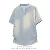 Camiseta de Manga Corta Pesada Estilo Americano con Costuras de Remaches para Hombre, Diseño de Verano de Alta Gama, Hombro Normal con Cuello en V, Marca Fresca y de Moda de Manga Media