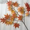 Hojas de arce rojo, hojas de sicomoro, decoraciones de hojas de higuera artificiales, ramas de árbol de otoño, hojas de bodhi, proyectos de paisajismo verde, arte floral.
