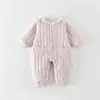 Roupas de Bebê Romper de Inverno Menina Bebê Floral Moda Acolchoado Espessado Macacão de Engatinhar Roupas Quentes de Algodão Roupa Externa