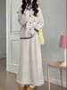 Conjunto de Tricô Estilo Suave 2026 Outono/Inverno Novo Bordado Pesado Floral Cardigan Saia Tricô Conjunto de Duas Peças Feminino