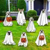 Placa de Jardim de Halloween Mais Vendida Transfronteiriça, Placa Decorativa Assustadora de Fantasma Branco que Brilha no Escuro para Festa de Feriado