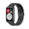 Para Huawei watch Fit Pulseira Milan Aço Inoxidável Metal Pulseira Três Contas TIA-B09 Pulseira Tecida de Nylon