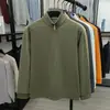 Moletom Masculino de Veludo Alemão Dupla Face com Meio Zíper, Nova Camiseta de Manga Longa Outono e Inverno, Camisa Básica Casual com Gola Alta para Homens