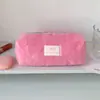 Bolsa de Maquillaje Simple de Felpa Estilo Coreano, Bolsa de Almacenamiento de Productos para el Cuidado de la Piel de Gran Capacidad, Neceser Portátil de Viaje, Estuche para Lápices de Estudiante