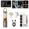 Lanterna multifuncional de alto brilho com fonte de luz dupla e gancho, iluminação recarregável, luz ambiente de acampamento com filamento de tungstênio e zoom