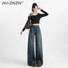 Jeans Retro Americanos de Pierna Ancha para Mujer Tendencia Verano 2025 Nuevos Pantalones Rectos de Cintura Alta Sueltos Plisados Caídos para Mujer