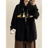Camisa Bordada de Manga Larga Vintage para Mujer de Primavera y Otoño, Camisa Casual Americana Holgada con Estampado de Gato para Hombre Invierno 2026