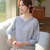 2026 Nuevo Elegante Top de Punto de Primavera para Mamás, Mujeres de Mediana Edad y Mayores, Conjunto de Camiseta Delgada de Manga Tres Cuartos de Verano