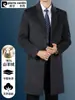 Casaco Masculino Pierre Cardin Lassel de Cashmere Médio Longo Outono Inverno Novo Casaco de Lã Espessado Casaco