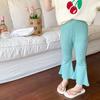 Pantalones de verano Aimo Beibei estilo coreano para niñas, pantalones finos ajustados, pantalones acampanados de algodón slub suave para niños