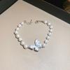 Exquisito Pulsera de Mariposa de Cristal Artificial Perla Plata Rota para Niñas, Pulsera de Moda y Versátil, Joyería de Mano Fresca y de Gama Alta