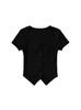 Camiseta de Verano Estilo Americano Retro Cuello Cuadrado Clavícula Manga Corta para Mujer Chicas Calientes Ajustada Adelgazante Diseño de Botones Top Corto