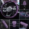Carro luz roxo broca broca quente manga de freio de mão manga de punho de diamante broca completa cinto de segurança almofada de ombro tampa do volante encosto de cabeça