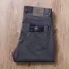 Pantalones casuales rectos grises de alta calidad para hombre, verano, nuevos, clásicos, de cinco bolsillos, lujo ligero, lavados, algodón puro, pantalones de vestir, delgados