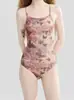 2026 Nuevo Estilo Chino Tie-dye Patrón de Mariposa Traje de Baño de una Pieza para Mujer Tirantes Finos Profesional de Natación Traje de Baño para Mujer