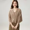 Novo cachecol xale de outono e inverno, cardigã de cashmere, design jacquard multifuncional, botões de pérola, quente e protetor para ombros e pescoço, aquecedor de pescoço versátil