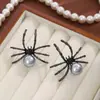 Pendientes de Halloween con diseño de araña de viento oscuro exagerados, estilo gótico punk, con perlas y personalidad, de estilo transfronterizo europeo y americano.