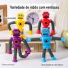 Robô Retrátil de Ventosa de Desenho Animado com Várias Formas, Robô de Tubo Elástico, Brinquedo Educacional Interativo de Descompressão para Crianças