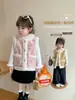 Colete Feminino com Forro de Fleece Outono Inverno Novo Capa Infantil Meninas Inverno Grosso Quente Doce Colete Roupa Externa Estilosa