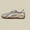 Tênis de Treino Alemão Prata Tênis de Corrida Feminino 2026 Nova Primavera Couro Genuíno Esportivo Casual Versátil Sapatos que Aumentam a Altura