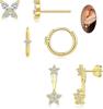 Pendientes de una sola oreja con circonita de cristal cuadrado de moda transfronteriza europea y americana, pendientes de personalidad sencillos para damas, regalo 2024 nuevo