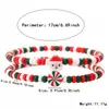 Pulseira de Natal Desenho Animado Fofa Conjunto de Pulseiras com Tema de Natal Doce Colorida com Contas Elásticas Pulseira de Natal