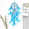 Apanhador de Sonhos de Anel Duplo Pena Joia Decoração de Parede Ornamento Pendurado Artesanal Decoração de Sala de Estar Pingente Presente Criativo