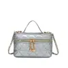 Nova coleção de outono: bolsa de ombro pequena, chique, com padrão de losangos, bolsa de maquiagem estilosa e elegante, bolsa de mão quadrada pequena