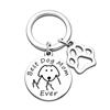 Llavero Redondo de Acero Inoxidable con Marca Mejor mamá perruna de la historia Accesorios Garra de Gato Llavero para Mascotas Espejo