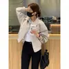 Chaqueta Corta de Color Sólido Botón Cremallera Temperamento Otoño e Invierno Estilo Coreano Holgado Casual Versátil Ropa de Trabajo Chaqueta Superior