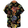 Camisa de Manga Corta para Hombre con Estampado de Calaveras de Nuevo Estilo para Comercio Exterior Transfronterizo, Camisa Hawaiana de Calaveras de Verano, Top