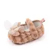 0-12 Meses Sapatos Novos para Bebê Pelúcia Fofo Sapatos de Princesa com Solado de Borracha Malha Laço Velcro