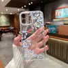 Funda de teléfono floral azul estilo coreano y japonés para Apple 13/12 Pro Max, funda suave transparente, cubierta protectora de estilo fresco y femenino