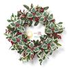 Decoración de Árbol de Navidad DIY Hojas Falsas Guirnalda de Navidad Ratán Bonsái Accesorios para Caja de Regalo Hojas Navideñas Artificiales Fruta Roja Pequeña