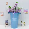 Nuevas Flores de Palo Retorcido en un Cubo, Claveles, Campanillas, Peonías, Flores Artificiales Creativas y Exquisitas, Regalos para Fiestas