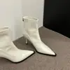 Novedades Otoño/Invierno 2024: Botas Adelgazantes ~ Tacón de Aguja, Punta Fina, Piel Suave Elegante, Cierre Trasero, Estilo Coreano, Botines Versátiles